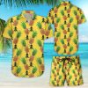 Pineapple Skull Shirt - Gun Pineapple With Black Skull Pattern Yellow Hawaiian Shirt And Short For Men And Women