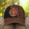Custom Name Firefighter 3D Leather Unisex Cap