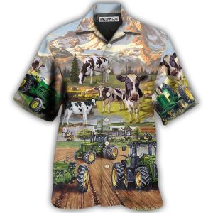 Tractor And Cow Farm Lover - Hawaiian Shirt - Fanshubus