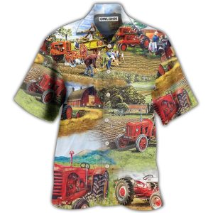Tractor Farm Tractor Painting Art - Hawaiian Shirt  - Fanshubus