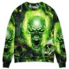 Skull Green Fear No Man - Sweater - Ugly Christmas Sweater, Jumpers  - Fanshubus