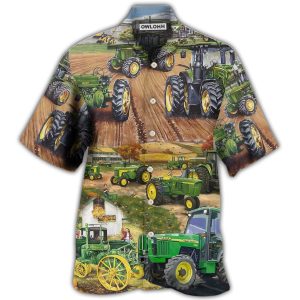 Tractor Green Tractor Working Farm - Hawaiian Shirt  - Fanshubus