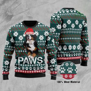 3D Bernese Mountain Dog Santa Printed Christmas Ugly Christmas Sweater, Jumper - Fanshubus