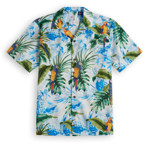 Bright colored parrot short-sleeved Hawaiian shirt Fanshubus