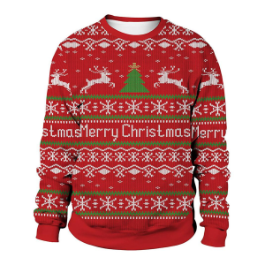 Christmas Loose Casual Ugly Sweater 3d Santa Print Sweatshirt Pullover Top