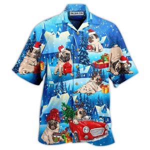 Pug Dog Merry Chrismas With My Pug - Hawaiian Shirt  - Fanshubus