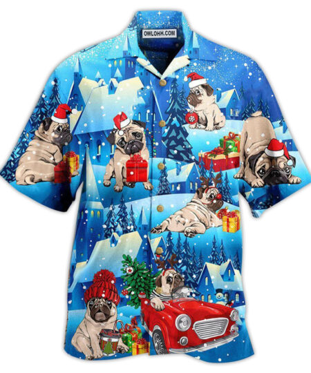 Pug Dog Merry Chrismas With My Pug - Hawaiian Shirt  - Fanshubus