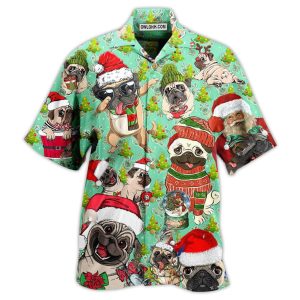 Pug Dog Merry Pugmas - Hawaiian Shirt  - Fanshubus