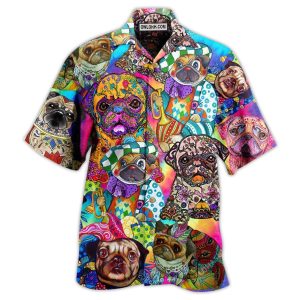 Pug Dogs Colorful Cute - Hawaiian Shirt  - Fanshubus