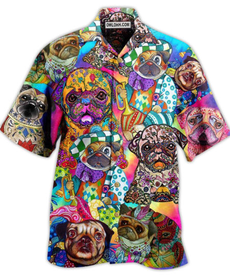 Pug Dogs Colorful Cute - Hawaiian Shirt  - Fanshubus