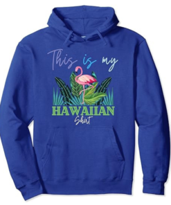 Hawaii Flamingo Blossom Hoodie Blue Fanshubus