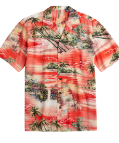 Hawaiian Shirt Men Fashion Flower Beach-Fujiyama-Sunset-Fanshubus