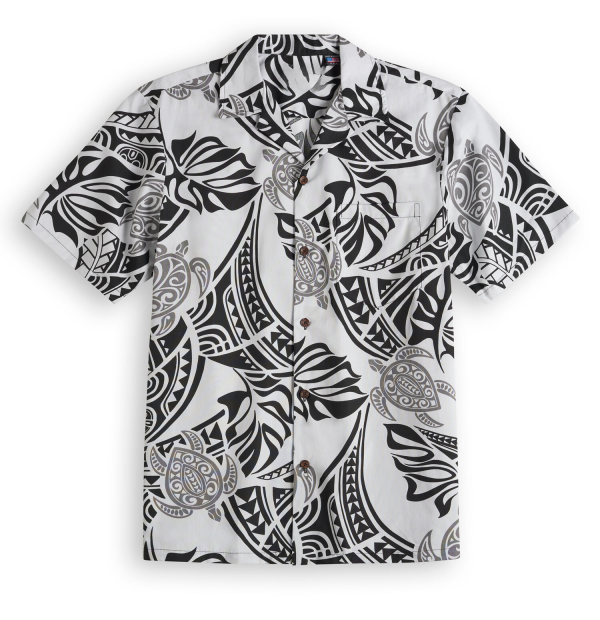 Hawaiian shirt with tattoo and turtle grey Fanshubus