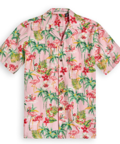 Hawaiian short-sleeve shirt-Flamingo-Royale-Pink-Fanshubus