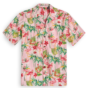 Hawaiian short-sleeve shirt-Flamingo-Royale-Pink-Fanshubus