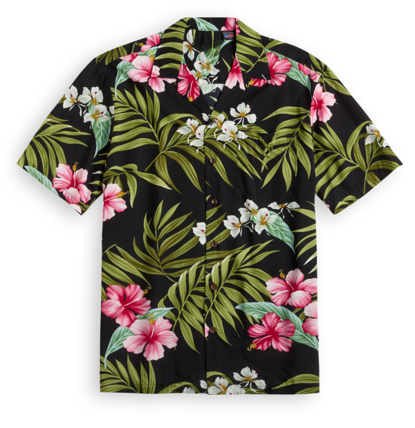 Hawaiian short-sleeve shirt Hibiscus flower Fanshubus