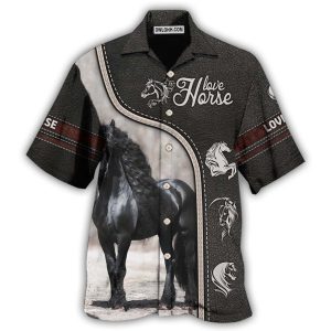 Horse Black Lover - Hawaiian Shirt  - Fanshubus