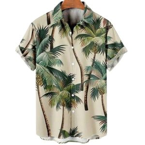 Summer Coconut Tree Pattern Hawaiian Oversized Comfortable Fanshubus
