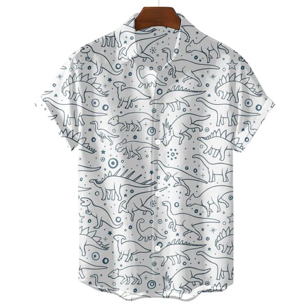 Hawaiian Simple Shirt Print Lapel Oversized Fanshubus