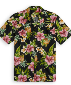 Mens-casual-shirt-plant-printed-summer-Hawaiian-short-Fanshubus