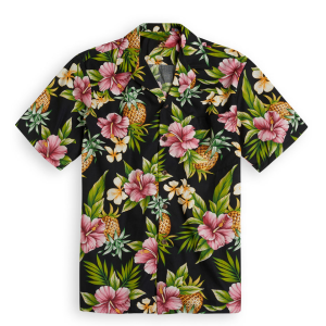 Mens-casual-shirt-plant-printed-summer-Hawaiian-short-Fanshubus