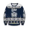 Miller Lite Ugly Christmas Sweater featuring 3D-printed designs with the iconic Miller Lite logo, beer-themed patterns, and festive holiday elements. Perfect for beer fans and holiday celebrations.