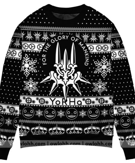 Yorha Nier Automata ,Ugly Sweater Party,ugly sweater ideas- Ugly Christmas Sweater, Jumper - Fanshubus