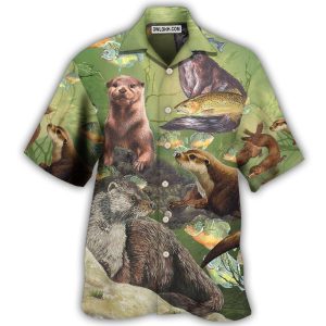 Otter A Busy Fishing Day Of Lovely Otter - Hawaiian Shirt  - Fanshubus