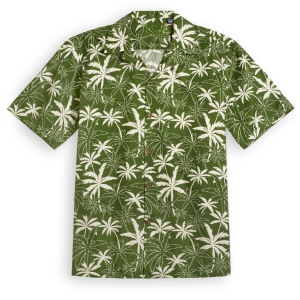 Palms Hawaiian Shirts Summer Short Sleeve Moss green