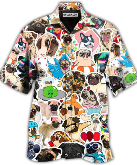 Pug So Funny Pug Style - Hawaiian Shirt  - Fanshubus