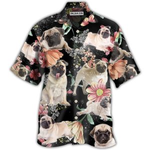 Pug Tropical Floral Style - Hawaiian Shirt  - Fanshubus