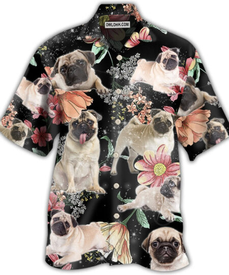 Pug Tropical Floral Style - Hawaiian Shirt  - Fanshubus