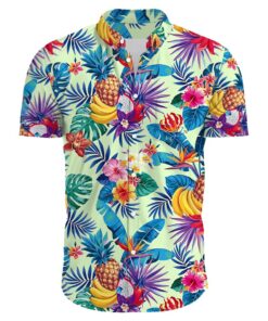 Shirts Hawaiian Pineapple Pattern Short Sleeves Fanshubus