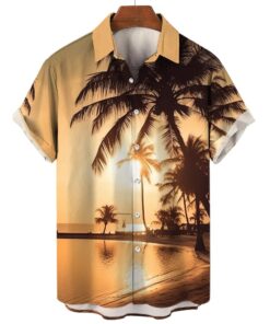 Men's T Shirt Coconut Tree Hawaii Shirts Men's Beach Fanshubus