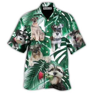 Schnauzer Miniature Tropical Leaf - Hawaiian Shirt  - Fanshubus