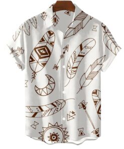 Hawaiian Shirts Feather Graphic Sleeve Oversized