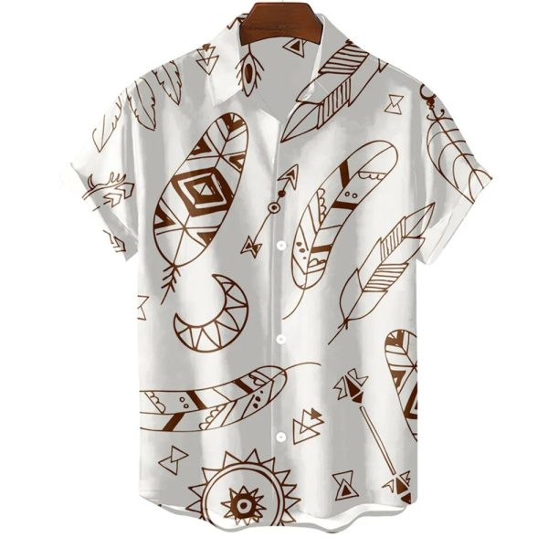 Hawaiian Shirts Feather Graphic Sleeve Oversized Fanshubus
