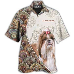 Shih Tzu Mandala Art Pattern Personalized - Hawaiian Shirt  - Fanshubus