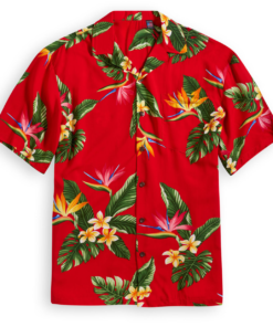 Short-sleeved Hawaiian shirt Bamboo Garden-Birds-of-Paradise Fanshubus