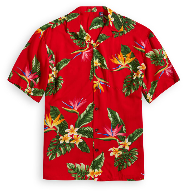 Short-sleeved Hawaiian shirt Bamboo Garden-Birds-of-Paradise Fanshubus