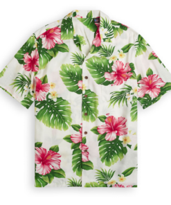 Short-sleeved Hawaiian shirt Hibiscus Palm Fanshubus