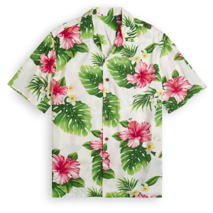Short Sleeve Hawaiian Shirt Hibiscus Palm