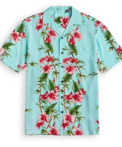 Short-sleeved Hawaiian shirt with Bamboo Garden pattern Fanshubus