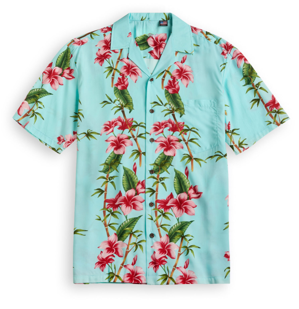 Short-sleeved Hawaiian shirt with Bamboo Garden pattern Fanshubus