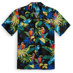 Short-sleeved Hawaiian shirt with parrot Fanshubus