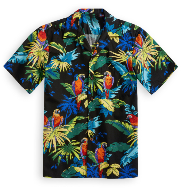 Short-sleeved Hawaiian shirt with parrot Fanshubus