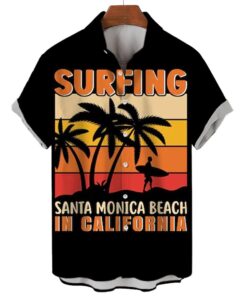 Surfing Beach Hawaiian Shirts Casual Beach Fanshubus