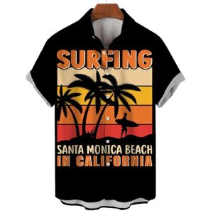 Surfing Beach Hawaiian Shirts Casual Beach