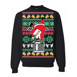 Ugly Christmas Sweater Santa Keg Stand Funny Meme Fanshubus