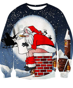 Unisex Ugly Christmas Sweatshirt Funny Santa Claus Graphic Printed Xmas Long Sleeve Sweater Clothing Fanshubus